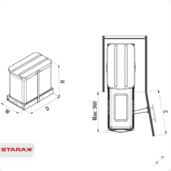 Kanta za smeće, izvlačna, inox 2 Kanta za smeće, izvlačna, inox