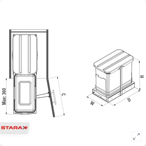Kanta za smeće, izvlačna, pvc 1 Kanta za smeće, izvlačna, pvc