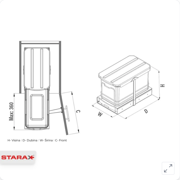Kanta za smeće izvlačna, pvc