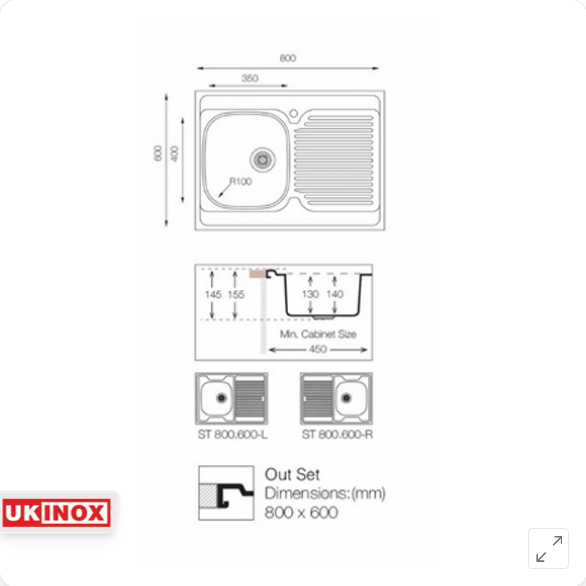 ST 800 600 Sudopera nasadna leva (1) ST 800 600 Sudopera nasadna leva