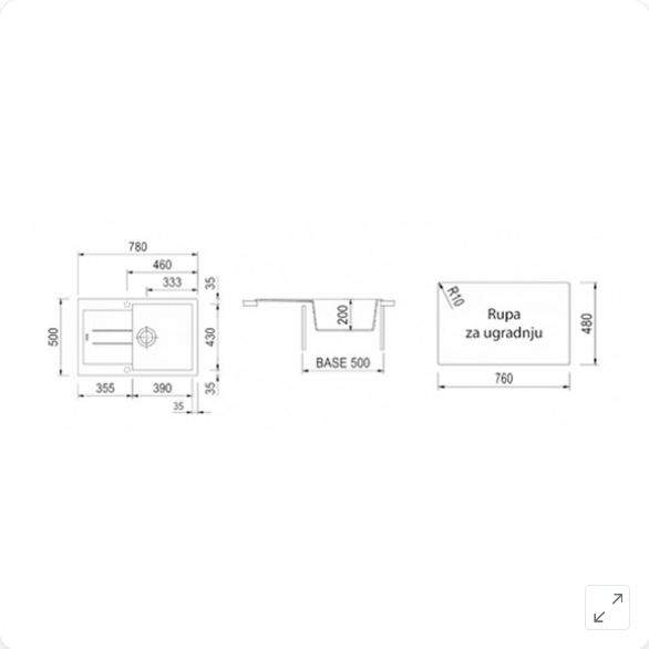 Sudopera granitna, model Amanda, 7810